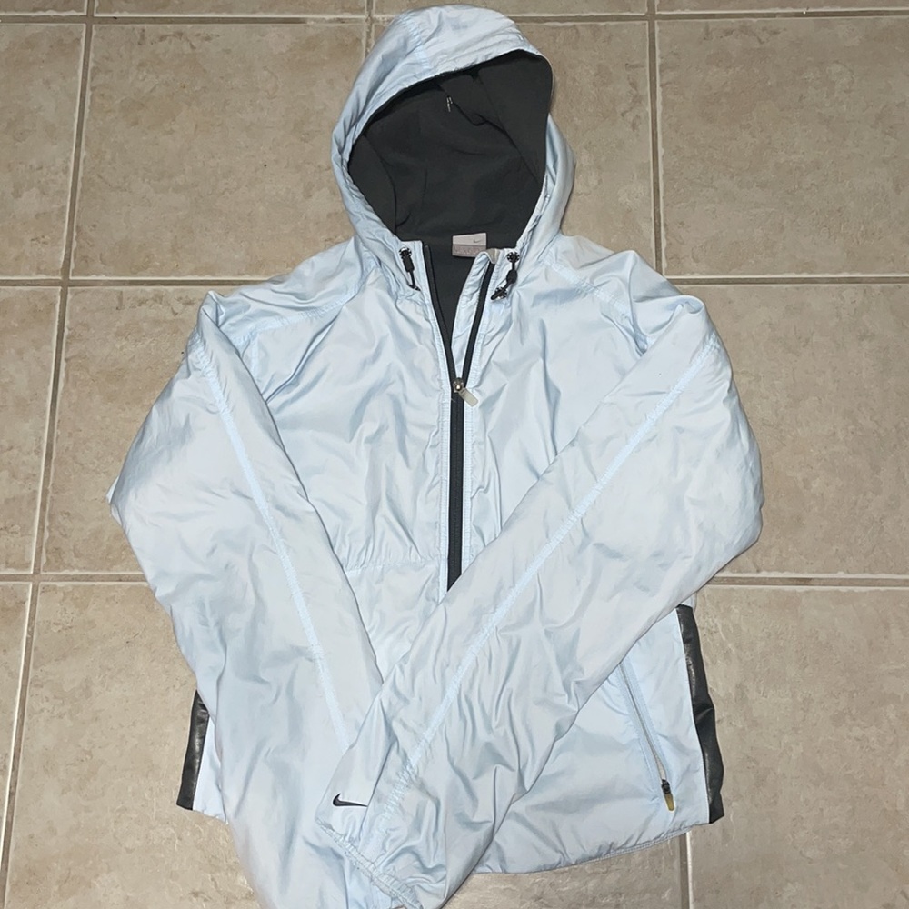 Nike hooded fleece lined windbreaker jacket size large